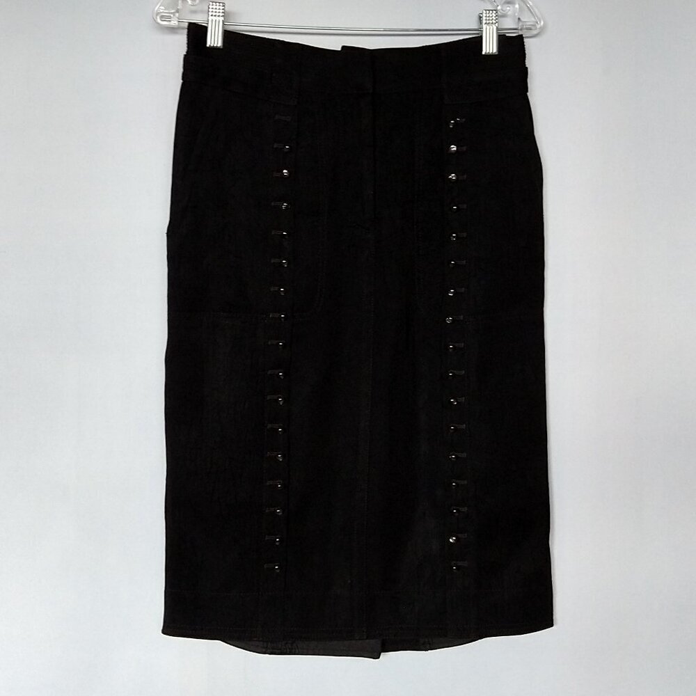 Marc Jacobs Pencil Skirt W5514109 Black Buttons Triacetate Made In USA